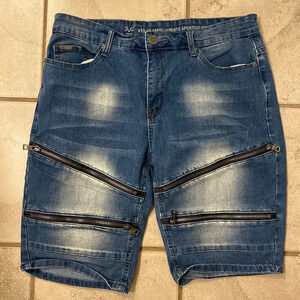 V19-69 Abbigliamento Sportivo SRL Mens W30 Jean Shorts Moto Stretch Zippers
